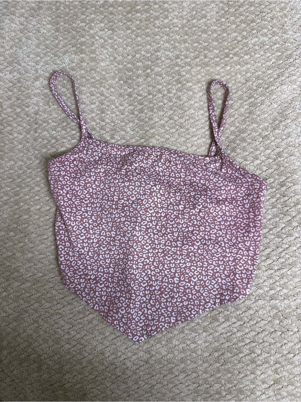 gaze Pink Leopard-Print Handkerchief Hem Cami